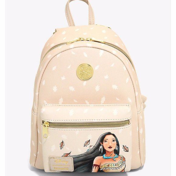 Loungefly Disney Pocahontas Mini Backpack Leaf Pattern Bag Loungefly Disney Pocahontas Mini Backpack Leaf Pattern Bag